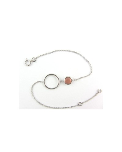 Bracelet Diana or blanc 750/000 – Pierre de lune pêche