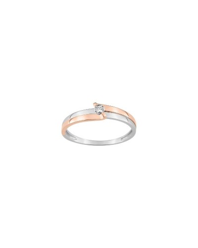 Solitaire Madlyne – Or blanc & rose 750/000 – Diamant 0,03 cts