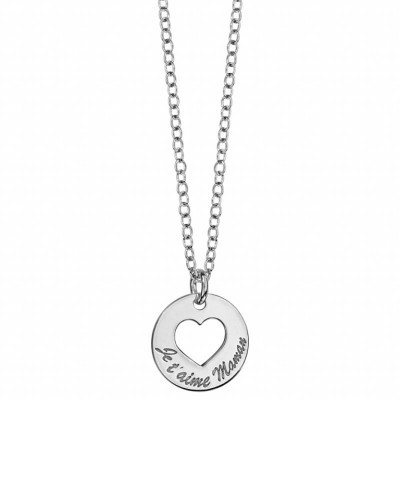 Collier Argent Gravé "Je t'aime maman"