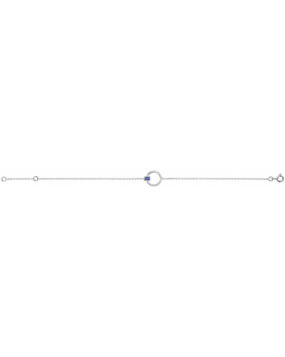 Bracelet argent Rhodié cercle oxyde rectangle bleu