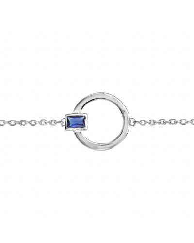 Bracelet argent Rhodié cercle oxyde rectangle bleu