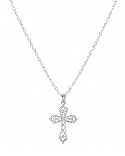Collier Argent pendentif croix filigrane