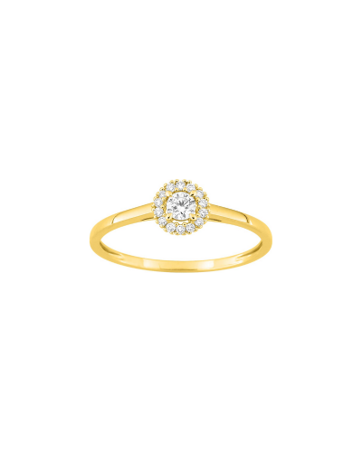 Bague or jaune & ronde de diamants de laboratoire
